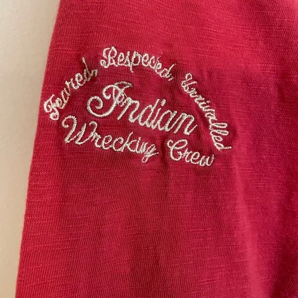 Genuine Indian Motorcycle Wrecking Crew Red/White Long Sleeve Size L Embroidered - Picture 6 of 12